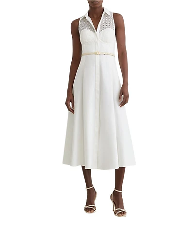 Reiss Hera Lace Detail Sleeveless Midi Dress