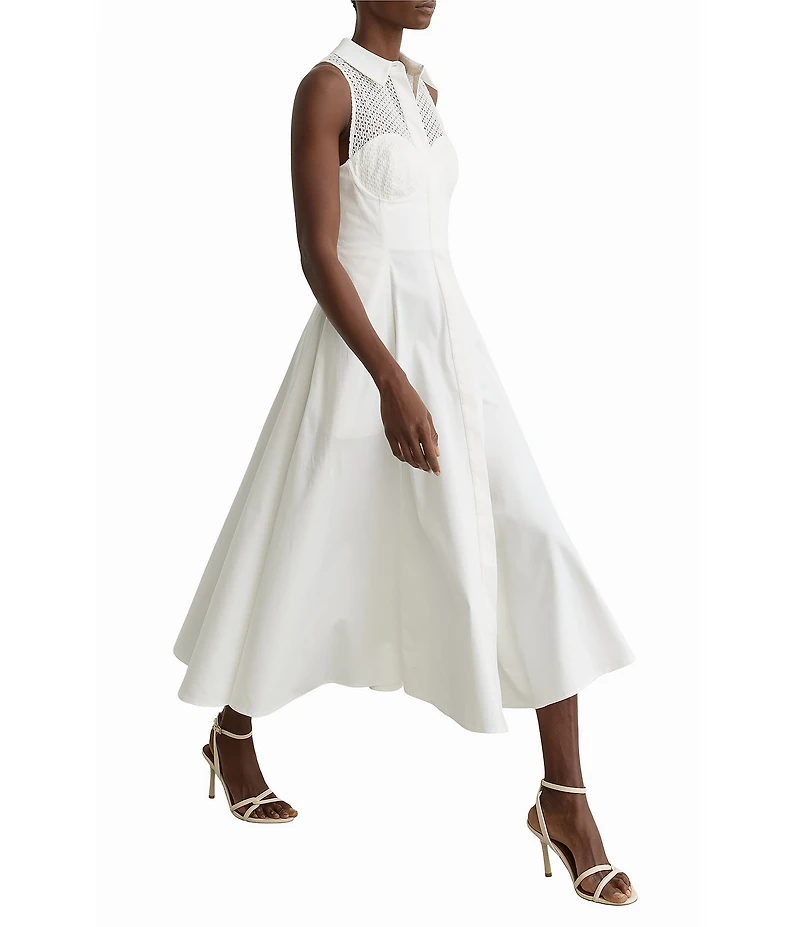 Reiss Hera Lace Detail Sleeveless Midi Dress