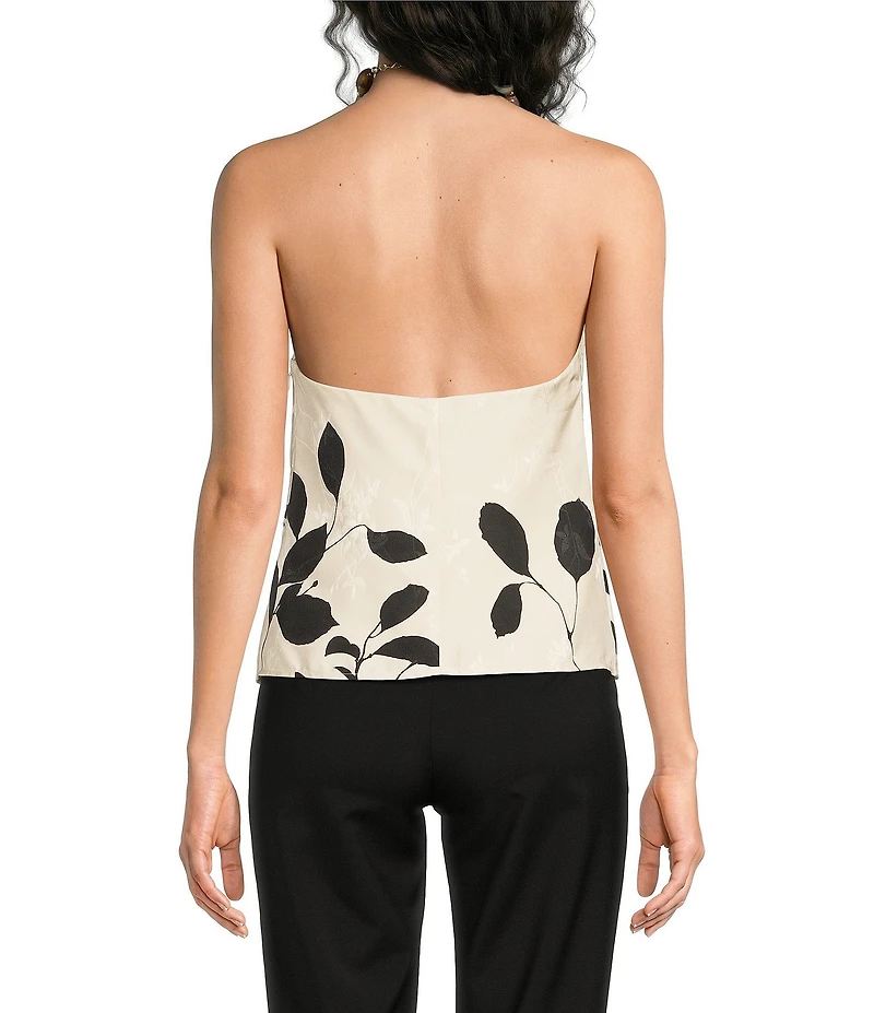 Reiss Jacquard Printed Beaded Halter Neck Coordinating Top