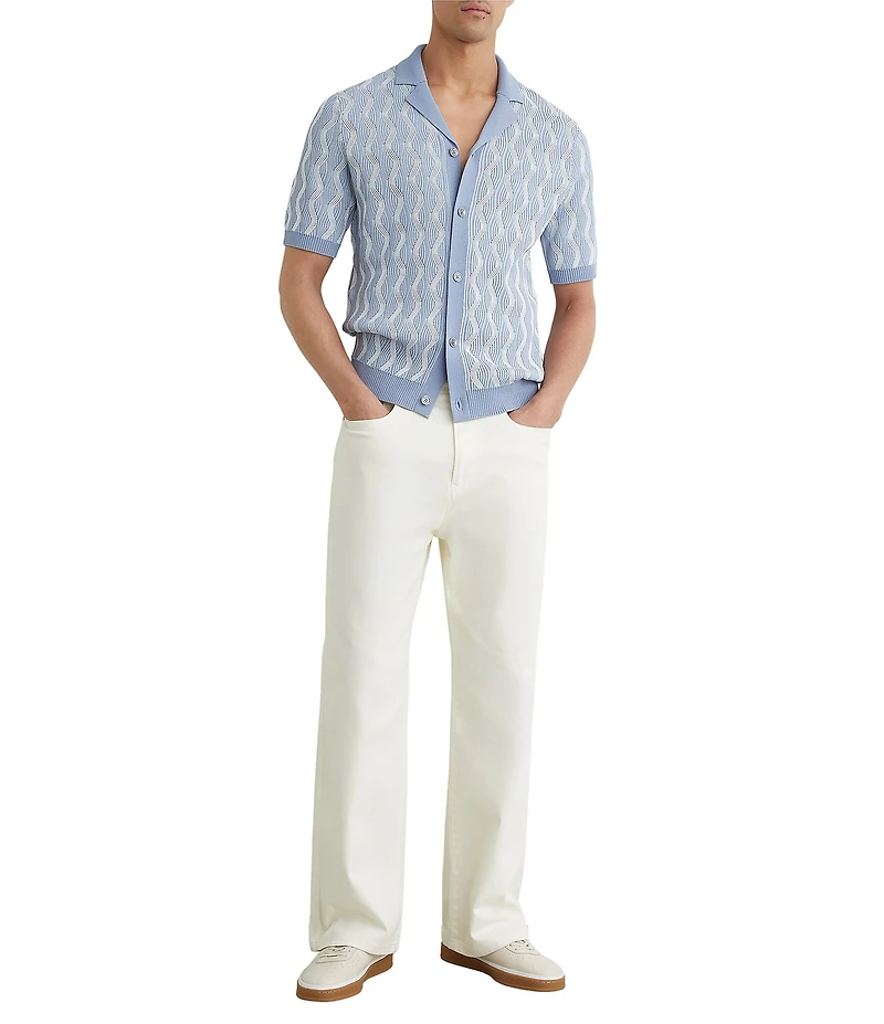 Reiss Johnny Wavy Stripe Short Sleeve Woven Shirt