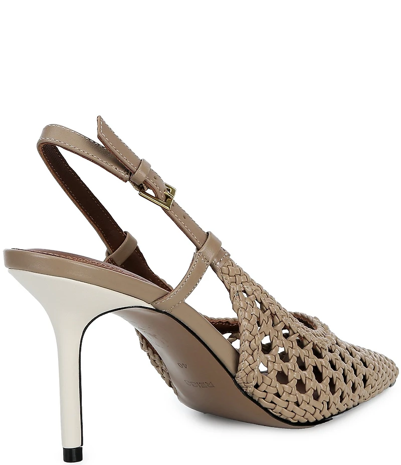 Reiss Lena Woven Leather Slingback Stiletto Pumps