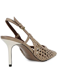 Reiss Lena Woven Leather Slingback Stiletto Pumps