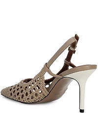 Reiss Lena Woven Leather Slingback Stiletto Pumps