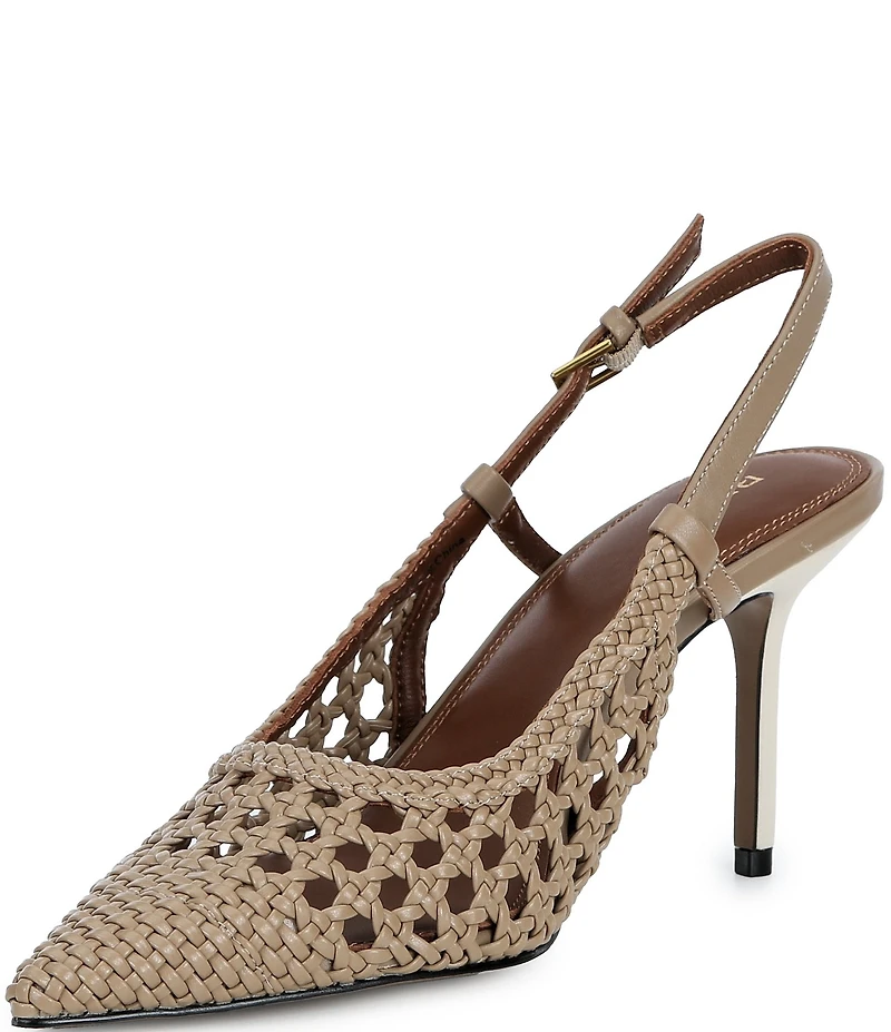 Reiss Lena Woven Leather Slingback Stiletto Pumps