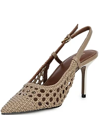 Reiss Lena Woven Leather Slingback Stiletto Pumps