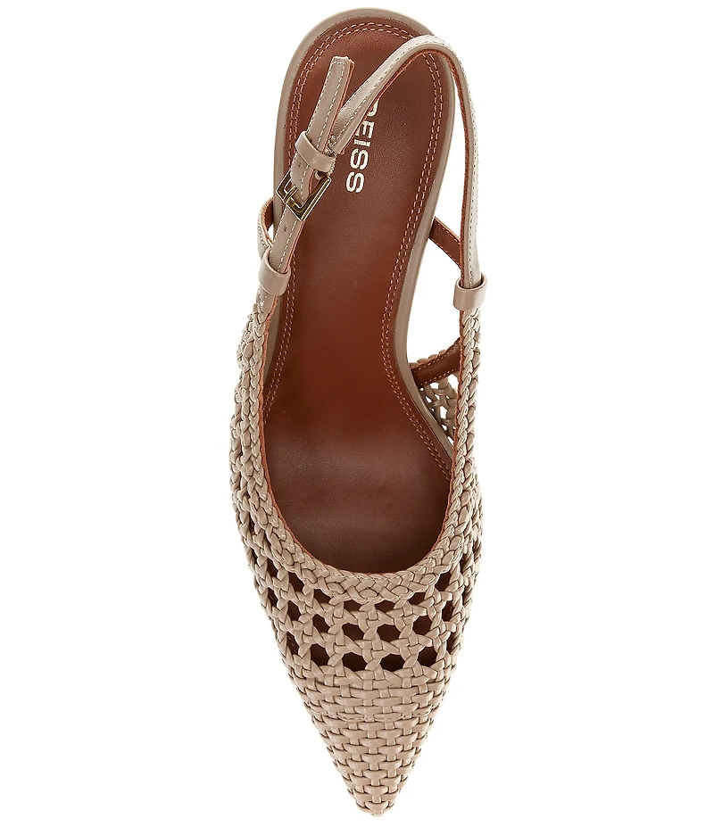 Reiss Lena Woven Leather Slingback Stiletto Pumps