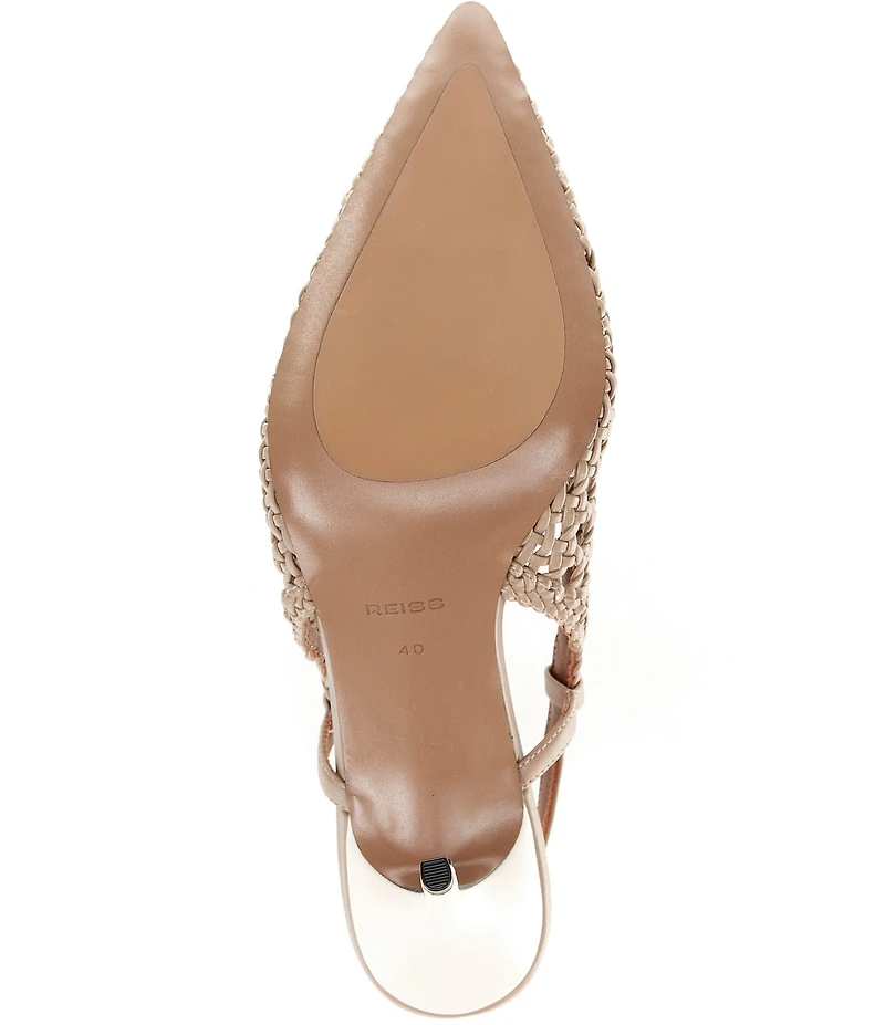 Reiss Lena Woven Leather Slingback Stiletto Pumps