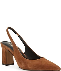 Reiss Lorena Leather Block Heel Slingback Dress Pumps