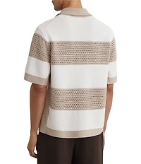 Reiss Marek Stretch Stripe Short Sleeve Button Front Woven Shirt