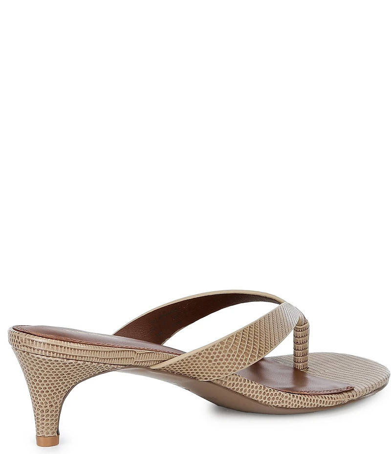 Reiss Mia Embossed Leather Toe Loop Thong Kitten Heel Sandals