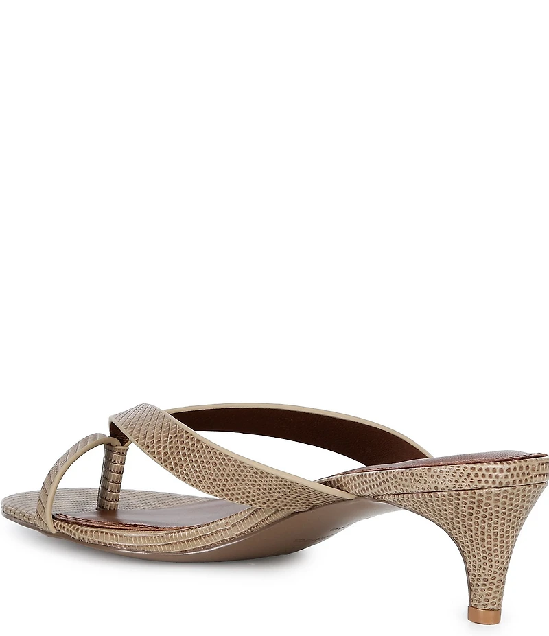 Reiss Mia Embossed Leather Toe Loop Thong Kitten Heel Sandals