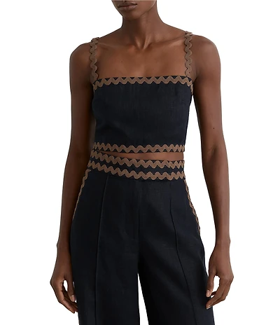 Reiss Mila Rick Rack Contrast Cropped Coordinating Top