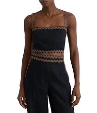 Reiss Mila Rick Rack Contrast Cropped Coordinating Top