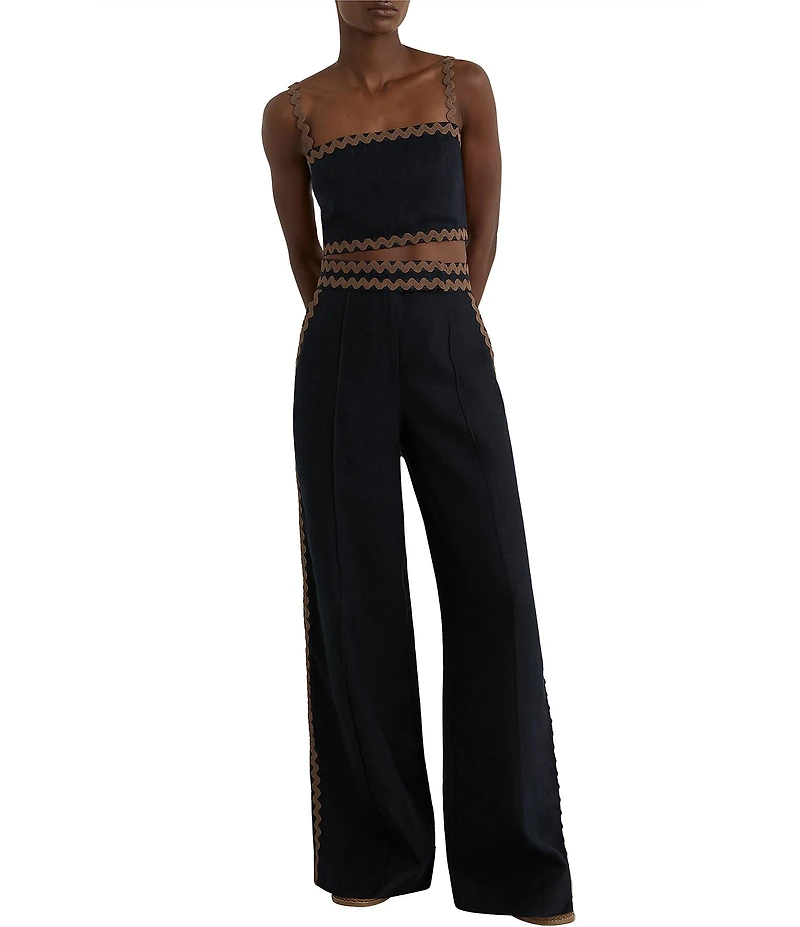 Reiss Mila Wave Trim Wide Leg Coordinating Trousers