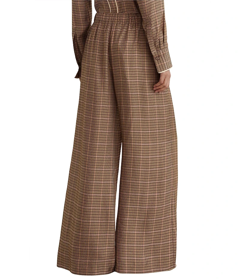 Reiss Minnie Neutral Check Wide Leg Trouser Pants