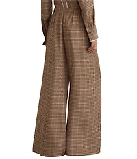 Reiss Minnie Neutral Check Wide Leg Trouser Pants