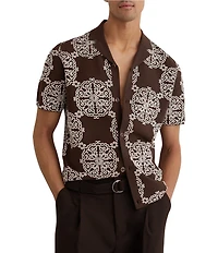 Reiss Mosaic Print Short Sleeve Woven Shirt