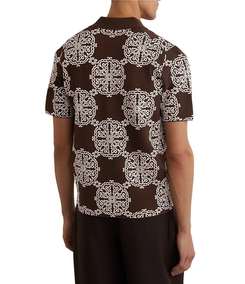 Reiss Mosaic Print Short Sleeve Woven Shirt
