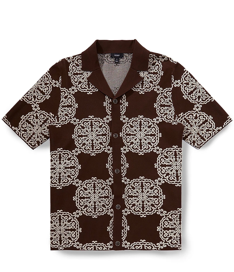 Reiss Mosaic Print Short Sleeve Woven Shirt