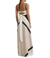 Reiss Myra Scarf Printed V-Neck Cut-Out Bust Sleeveless Maxi Dress