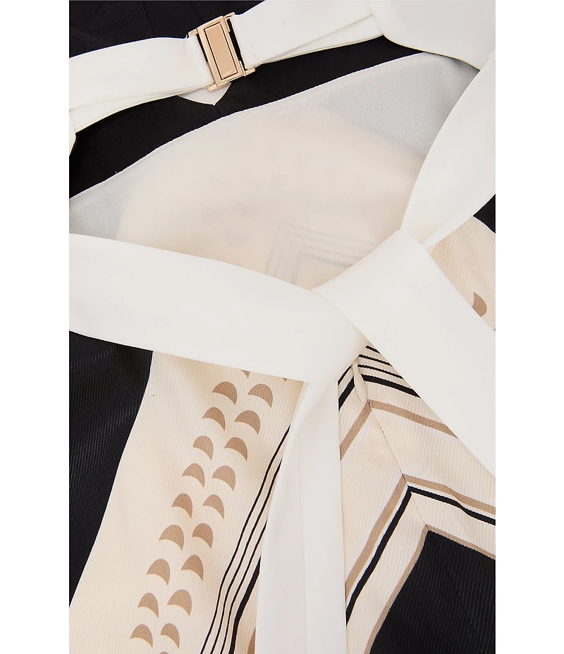 Reiss Myra Scarf Printed V-Neck Cut-Out Bust Sleeveless Maxi Dress