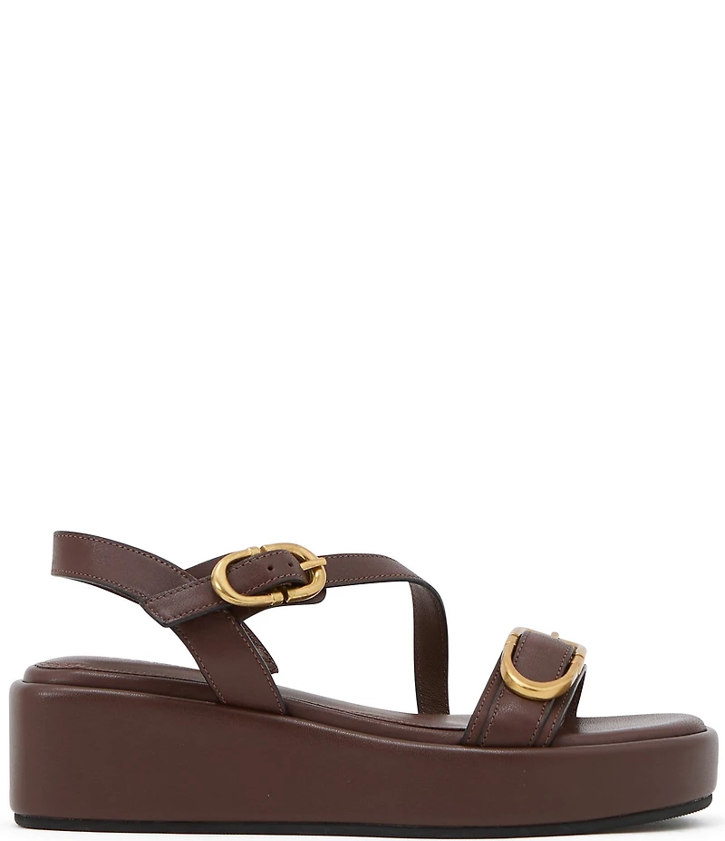 Reiss Nyla Leather Buckle Platform Sandals