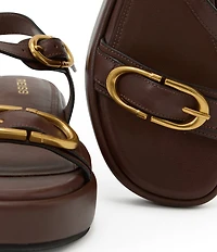 Reiss Nyla Leather Buckle Platform Sandals