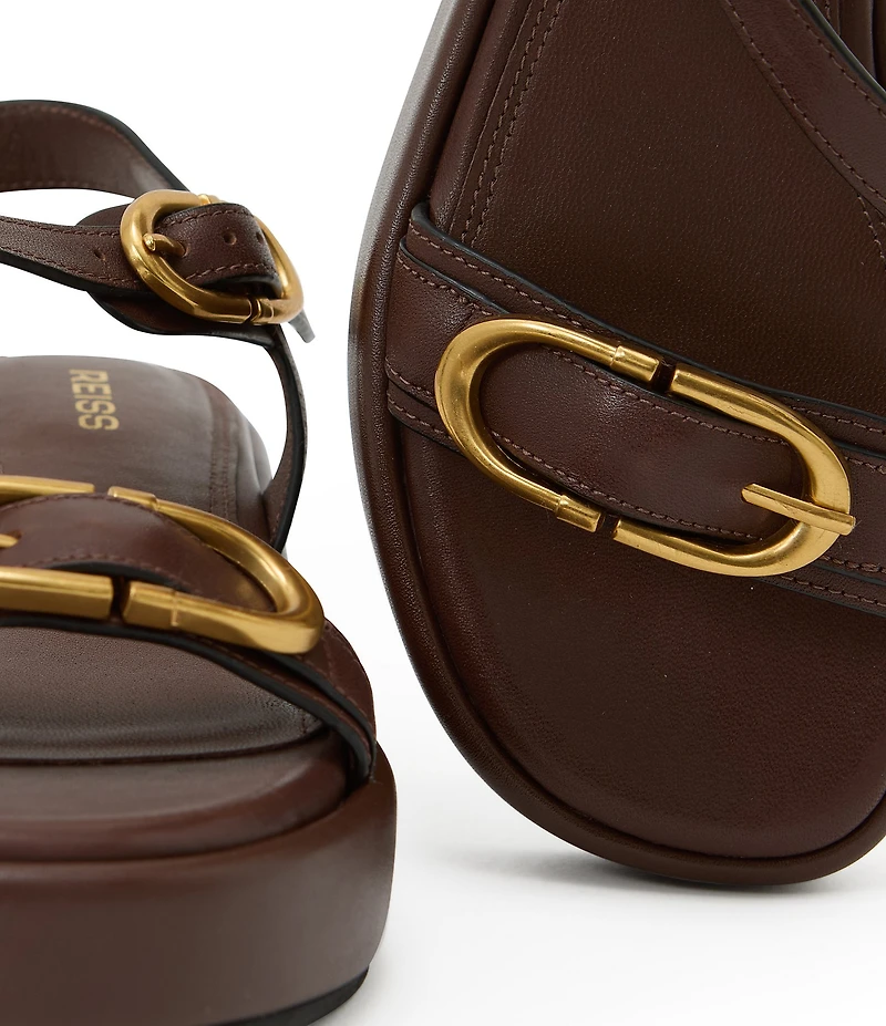 Reiss Nyla Leather Buckle Platform Sandals