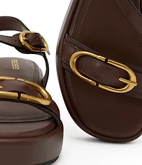 Reiss Nyla Leather Buckle Platform Sandals