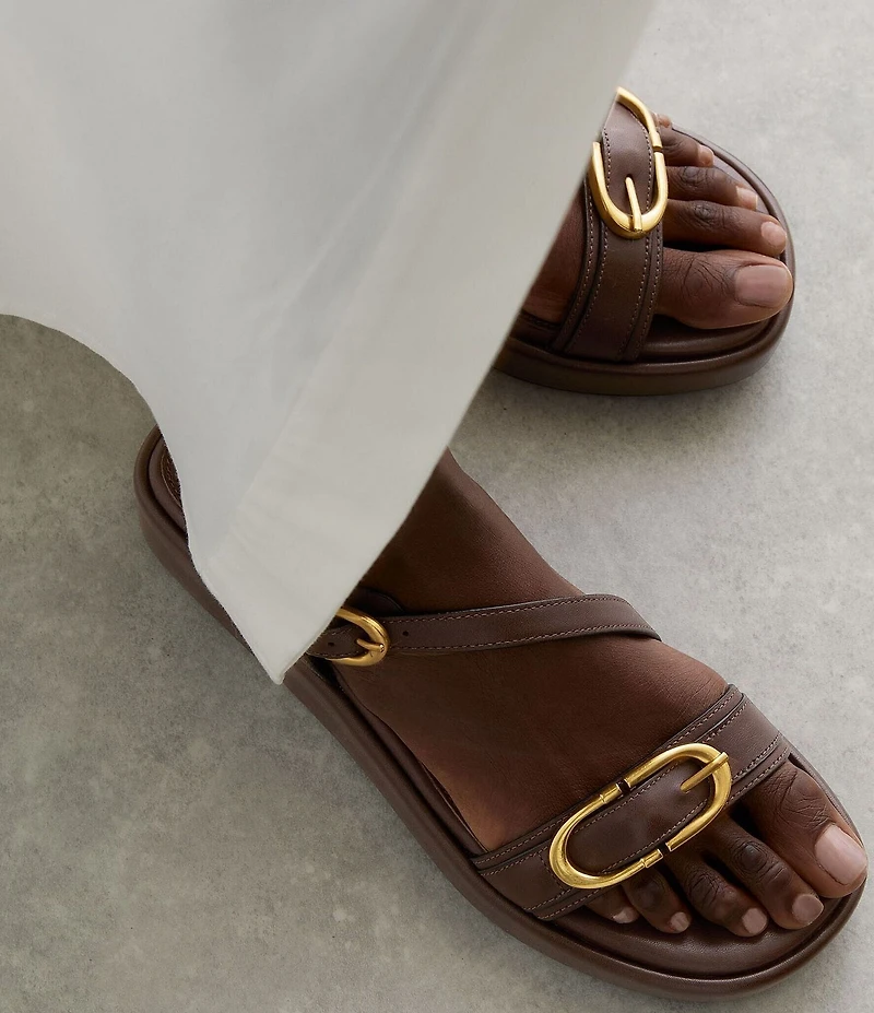 Reiss Nyla Leather Buckle Platform Sandals