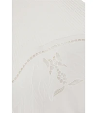 Reiss Phoenix Knit Woven Mock Neck Sleeveless Eyelet Embroidered Midi Dress