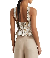 Reiss Remi Cotton Woven Tropical Safari Print Bustier Top
