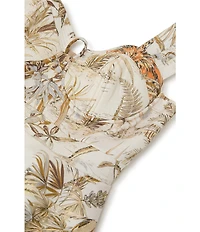 Reiss Remi Cotton Woven Tropical Safari Print Bustier Top