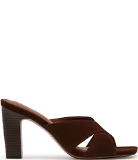 Reiss Rochelle Suede Crossover Block Heel Dress Mules