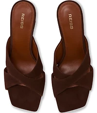 Reiss Rochelle Suede Crossover Block Heel Dress Mules