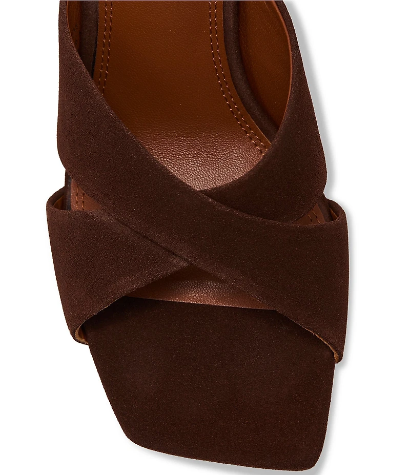 Reiss Rochelle Suede Crossover Block Heel Dress Mules