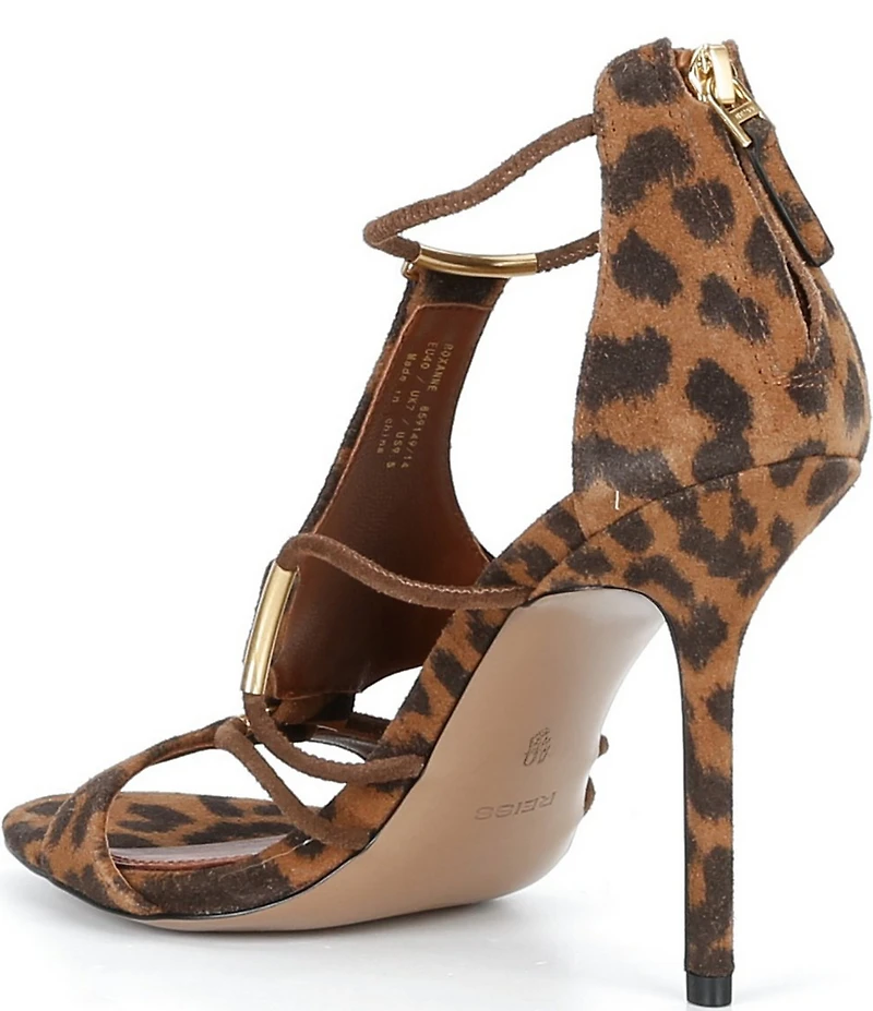 Reiss Roxanne Leopard Print Suede Strappy Stiletto Dress Sandals