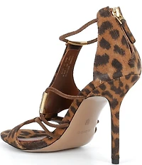 Reiss Roxanne Leopard Print Suede Strappy Stiletto Dress Sandals