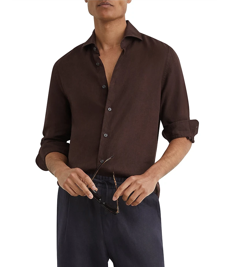 Reiss Ruban Linen Long Sleeve Woven Shirt