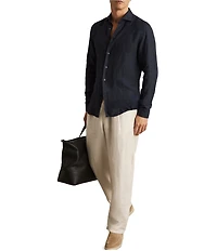 Reiss Ruban Linen Long Sleeve Woven Shirt