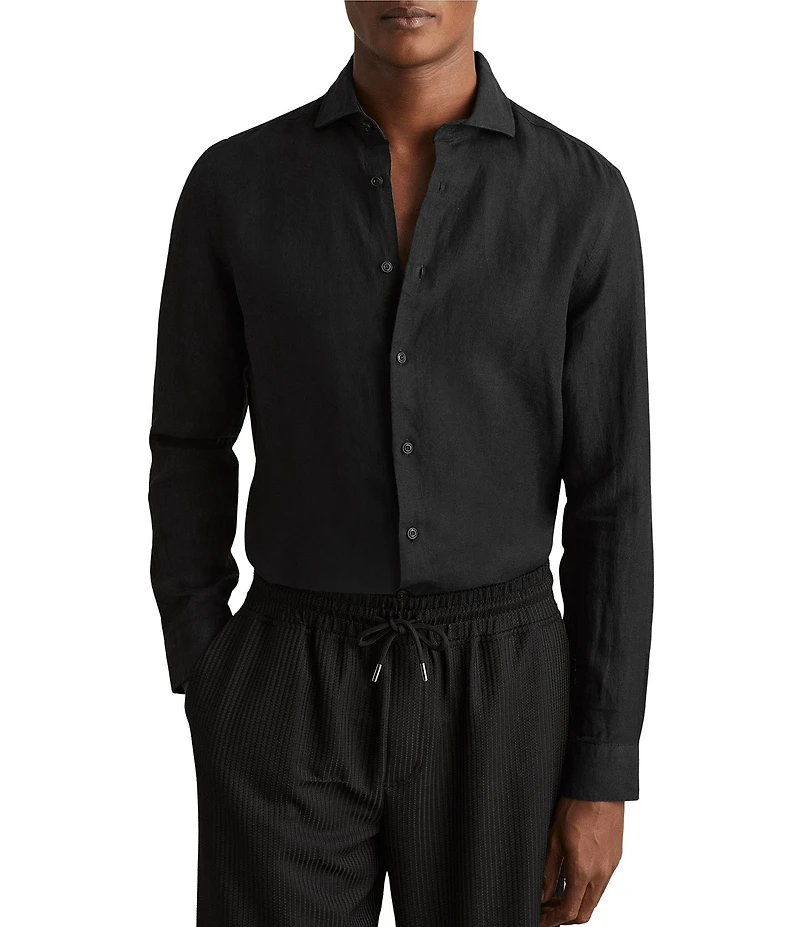 Reiss Ruban Linen Long Sleeve Woven Shirt