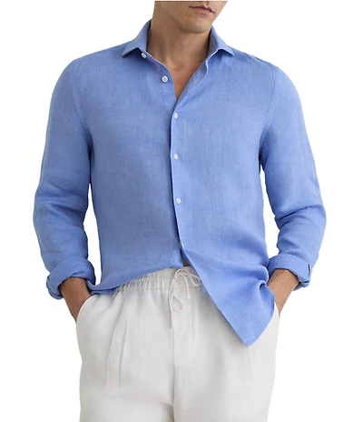 Reiss Ruban Linen Long Sleeve Woven Shirt