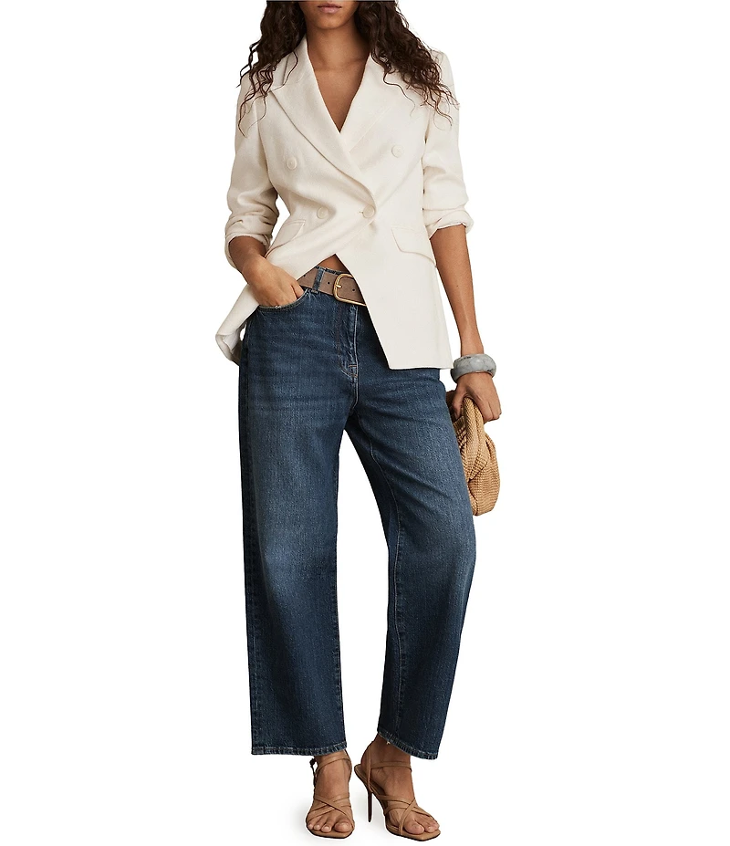 Reiss Selin Mid Rise Straight Leg Crop Denim Jeans