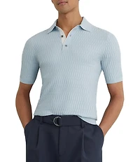Reiss Slim Fit Era Textured Short Sleeve Polo Shirt