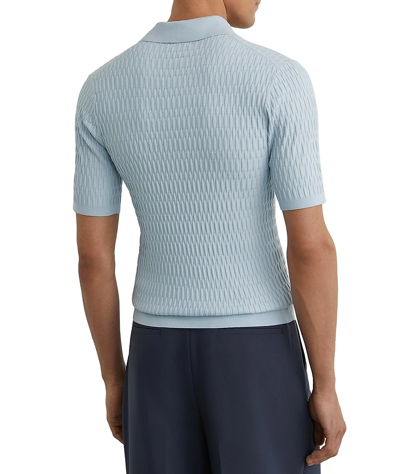 Reiss Slim Fit Era Textured Short Sleeve Polo Shirt