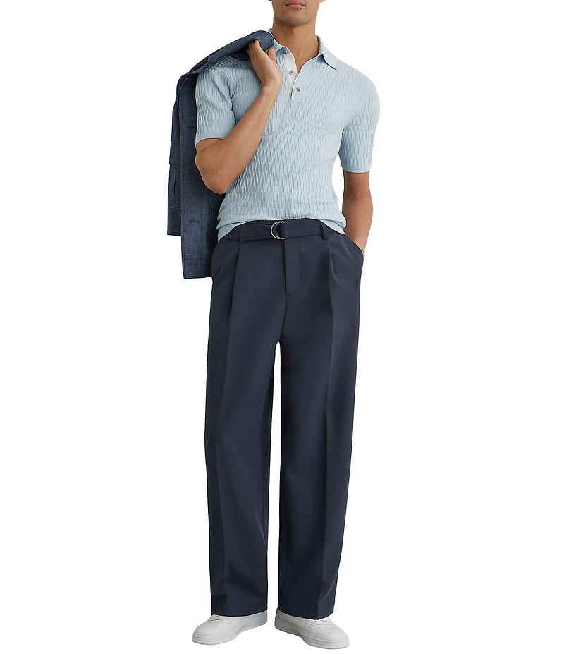 Reiss Slim Fit Era Textured Short Sleeve Polo Shirt