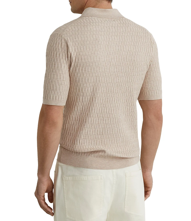 Reiss Slim Fit Era Textured Short Sleeve Polo Shirt