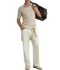 Reiss Slim Fit Era Textured Short Sleeve Polo Shirt