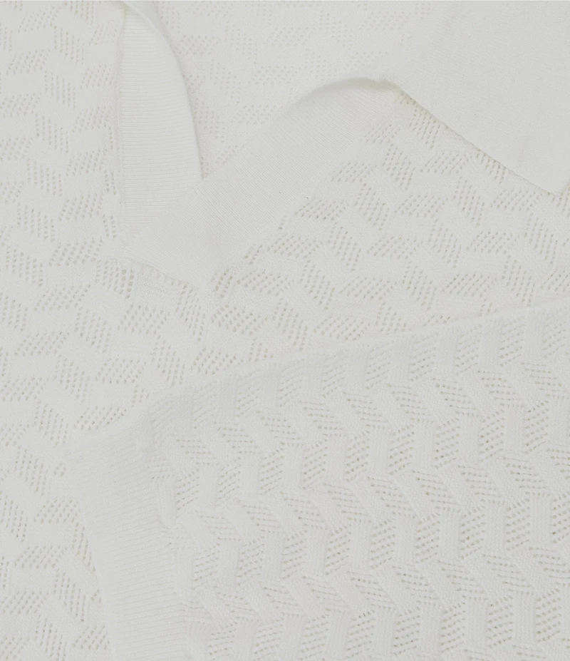 Reiss Slim Fit Sol Textured Johnny Collar Short Sleeve Polo Shirt