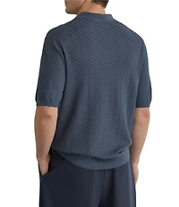 Reiss Slim Fit Sol Textured Johnny Collar Short Sleeve Polo Shirt